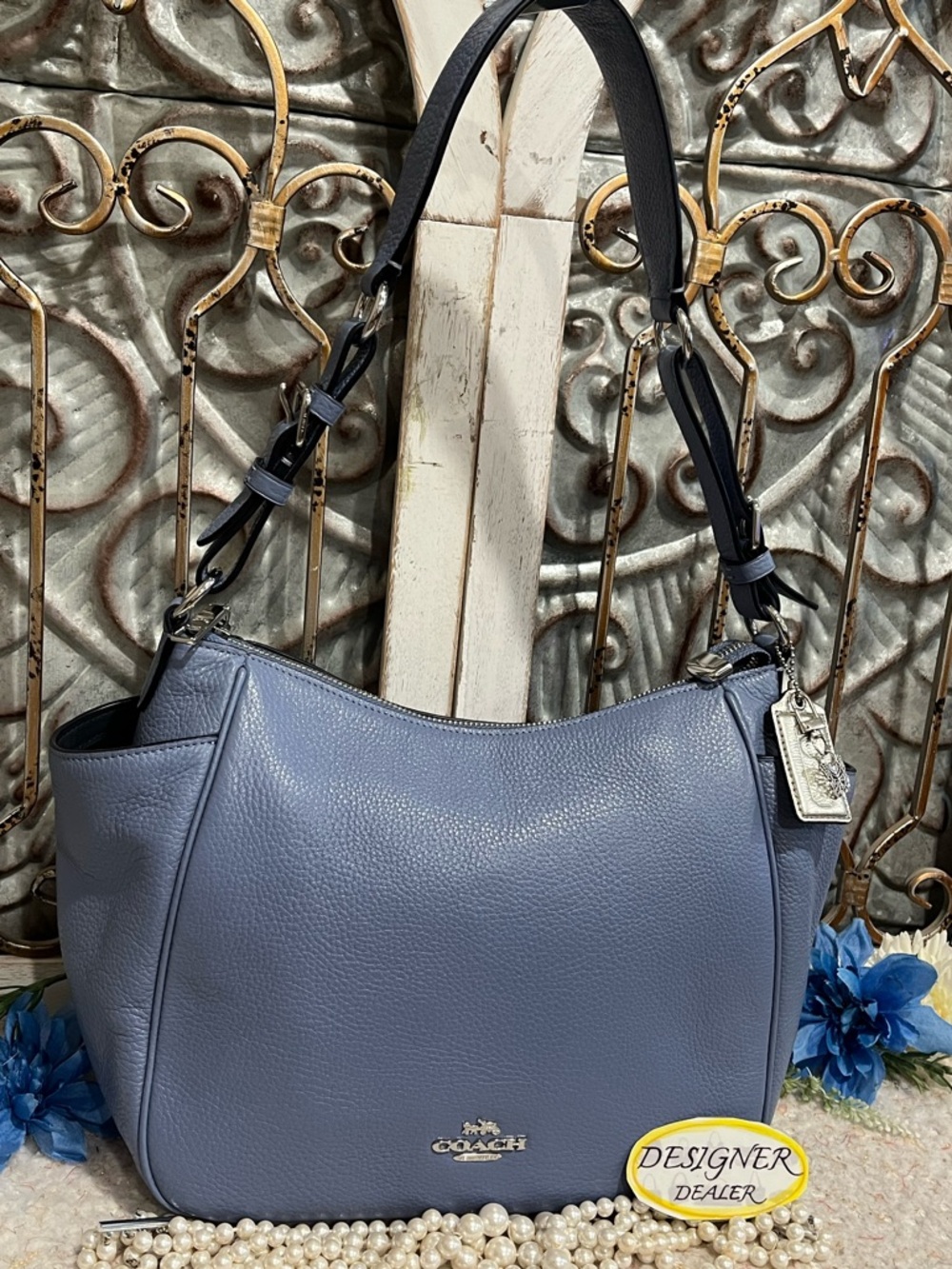 COACH Rori Blue Leather Shoulder Bag C2853 EUC!
